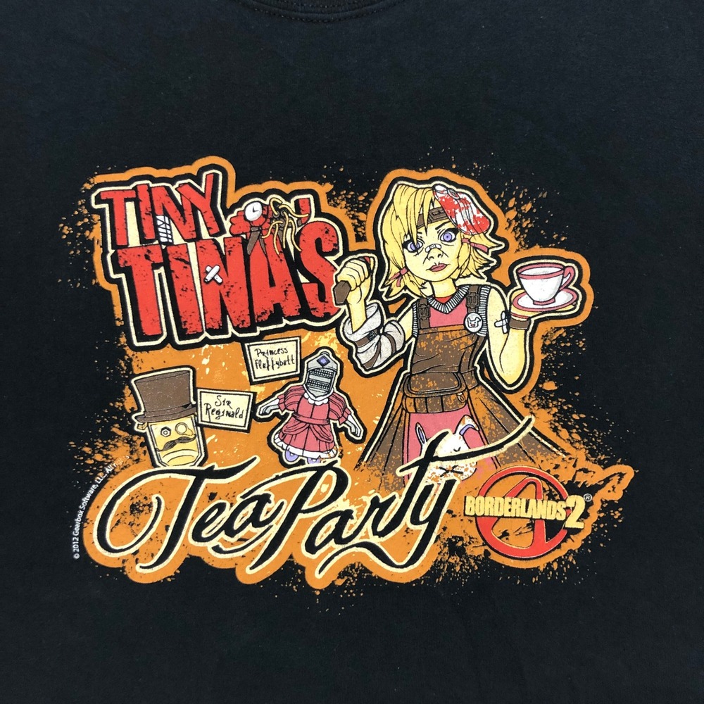 Borderlands 2 Tiny Tina Tea Party Graphic T Shirt Gildan Ultra Cotton XL